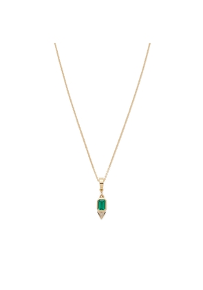 Azlee Emerald & Trillion Small Diamond Charm with 20' Chain in Yellow Gold/Emerald