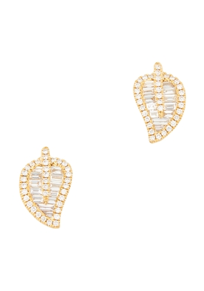 Anita Ko 18-Karat Yellow-Gold Leaf Stud Earrings in Yellow Gold/White Diamonds