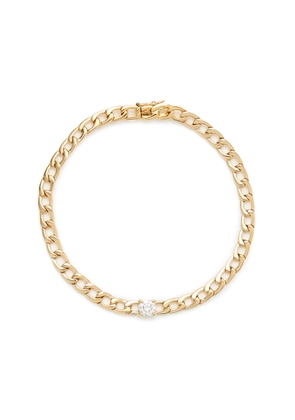 Anita Ko Plain Chain-Link Bracelet in Yellow Gold/White Diamonds