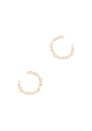 Suzanne Kalan Spiral Sideways Hoop Earring in Yellow Gold/White Diamonds