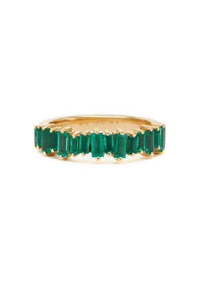 Suzanne Kalan Halfway Emerald Baguette Band in Yellow Gold/Emerald, Size 5