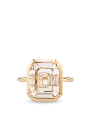 Mateo Secret Initial Ring in Yellow Gold/White Diamonds, Size 3