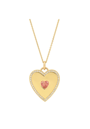 Jennifer Meyer Diamond-Studded Heart Pendant in Yellow Gold/White Diamonds/Pink Tourmaline