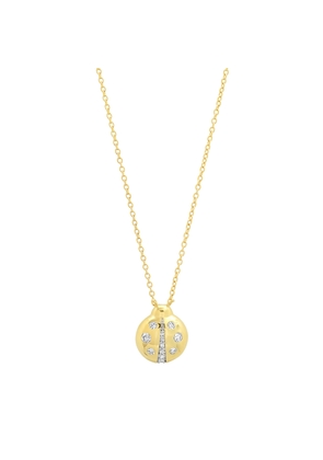 Eriness Diamond Baby Ladybug Necklace in Yellow Gold/White Diamond