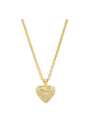Eriness Reversible Puffy Heart Necklace in Yellow Gold/White Diamond