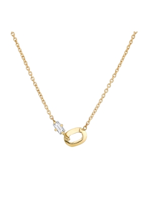Lizzie Mandler Xs Link and Diamond Baguette Necklace in Yellow Gold/White Diamond
