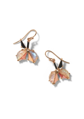 Nak Armstrong Water Lily Earrings in Rose Gold/Black Spinel/Labradorite/Peach Tourmaline/Peach Moonstone