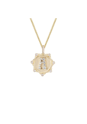 Marlo Laz Pavé Alphabet Necklace in Yellow Gold/White Diamond