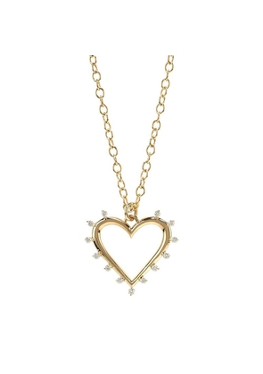 Marlo Laz Open Heart Necklace in Yellow Gold/White Diamond