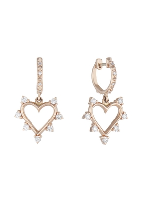 Marlo Laz Open Heart Spiked Earrings in Yellow Gold/White Diamonds