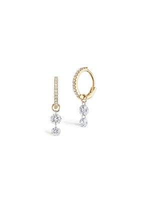 Sophie Ratner Double-Pierced Diamond Pavé Huggies Earring in Yellow Gold/White Diamonds