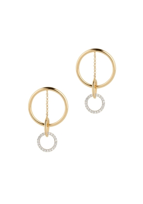 G. Label by goop Apple Circle Pavé Drop Earrings in Yellow Gold/White Diamonds