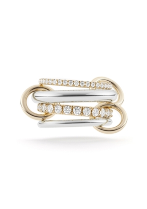 Spinelli Kilcollin Stella Ring in Sterling Silver/Yellow Gold/White Diamonds, Size 5