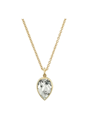 Sarah Hendler Bezel-Set Pear Charm Necklace in Yellow Gold/White Diamonds