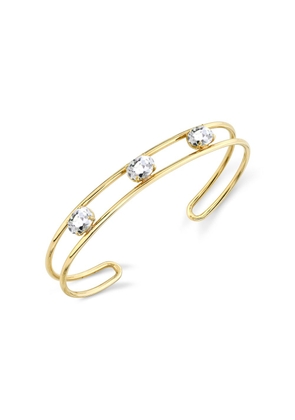 Sarah Hendler Tres Stone Cuff Bracelet in Yellow Gold/White Topaz