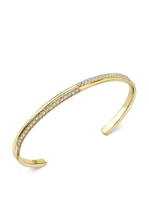 Sarah Hendler Diamond Crossroads Cuff Bracelet in Yellow Gold/White Diamonds