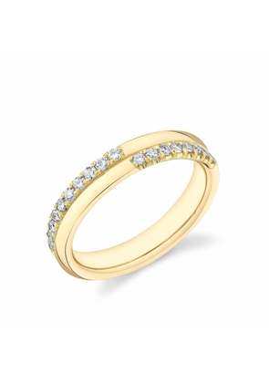 Sarah Hendler Diamond Crossroads Ring in Yellow Gold/White Diamonds, Size 5