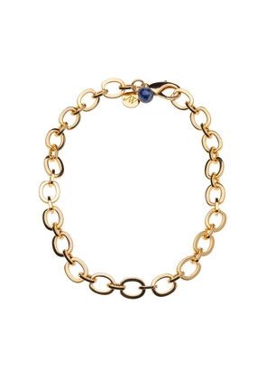 Jane Win Chunky Chain with Lapis Bead in Yellow Gold Plated Brass