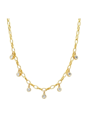 Jennifer Meyer Small Edith 7-Diamond Bezel Necklace in Yellow Gold/White Diamonds