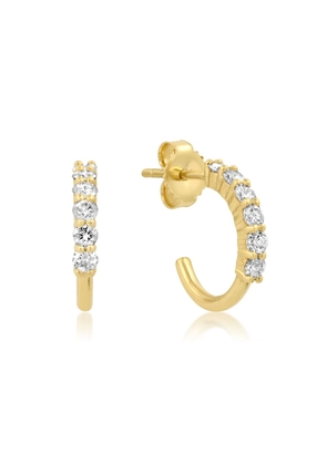 Jennifer Meyer Mini 4-Prong Diamond Hoops Earring in Yellow Gold/White Diamonds