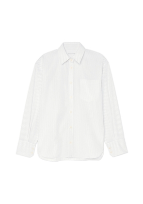 Maria McManus Oversized Shirt in Fine Stripe Off-White with Black, Large