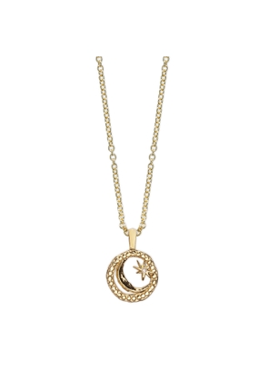Azlee Cosmic Petite Coin Necklace in Yellow Gold/White Diamonds