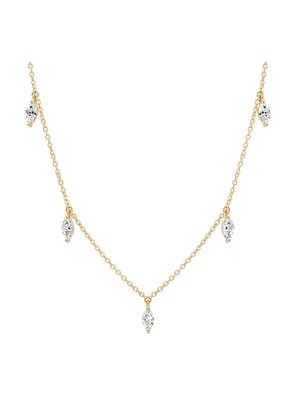 Eriness Diamond Marquise Sun Ray Necklace in Yellow Gold/White Diamonds