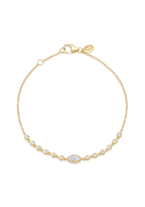 Eriness Diamond Marquise and Bezel Set Sun Ray Bracelet in Yellow Gold/White Diamonds