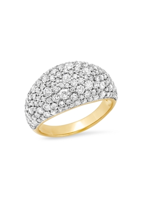 Eriness Diamond Sunburst Cocktail Ring in Yellow Gold/White Diamonds, Size 8
