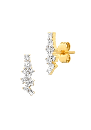 Eriness Diamond Sunburst Stud Earrings in Yellow Gold/White Diamonds