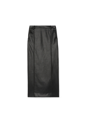 ESSE Classico Leather Midi Skirt in Black, Size AU10