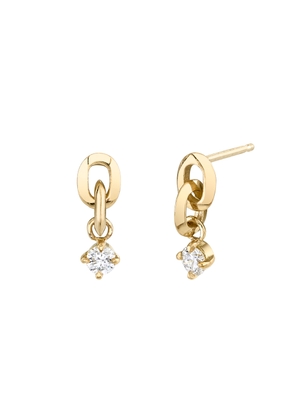Lizzie Mandler Xs Link Drop Earrings with Prong Diamonds in Yellow Gold/White Diamonds