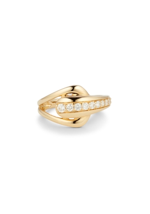 G. Label by goop Brigette Buckle Ring in Yellow Gold/White Diamonds, Size 8