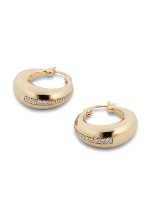 G. Label by goop Avant Pavé Crescent Hoops Earring in Yellow Gold/White Diamonds