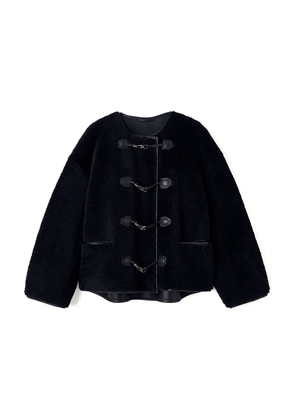 Toteme Teddy Shearling Clasp Jacket in Black, X-Small/Small