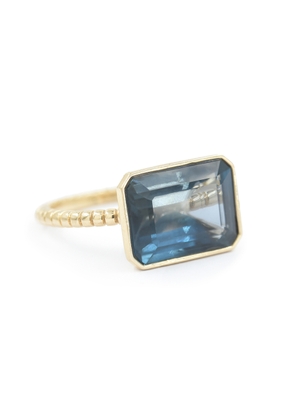 Bondeye Jewelry Blue Frost Emerald-Cut Jollie Ring in Yellow Gold/Blue Topaz, Size 7