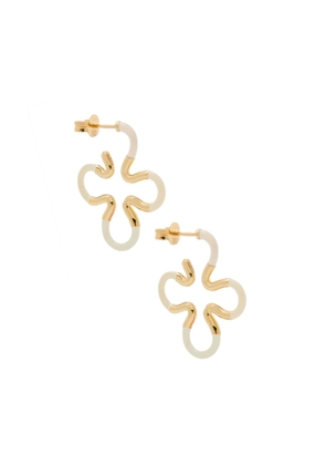 Bea Bongiasca B Floral Earrings with Panna Enamel in 9K Yellow Gold