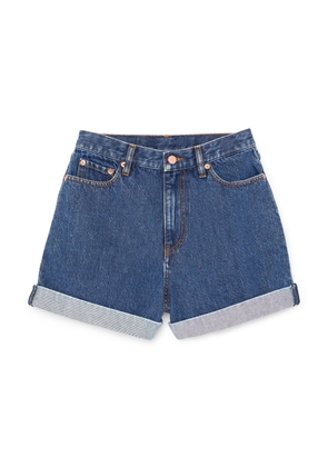 G. Label by goop Cooper Denim Shorts in Medium Blue, Size 28