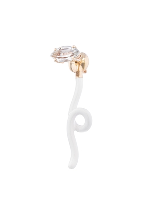 Bea Bongiasca Groovy Earring with Enamel and Marquise-Cut Rock Crystal in 9K Yellow Gold/Silver