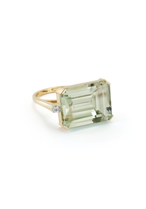 Mateo East West Green Amethyst Ring in Yellow Gold/Green Amethyst, Size 7