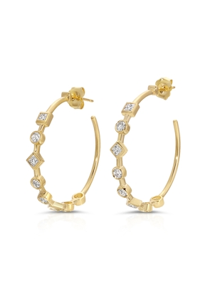 Nancy Newberg Mixed Diamond Hoops Earring in Yellow Gold/White Diamonds