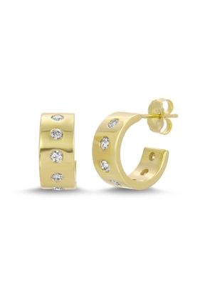 Nancy Newberg Diamond Dotted Hoops Earring in Yellow Gold/White Diamonds