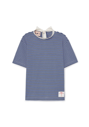 Plan C Short-Sleeve T-Shirt in White/Blue Stripe, Large
