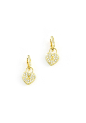 Jenna Blake Diamond Heart Lock Earrings in 18K Gold/Diamond