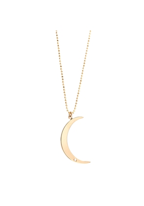 Ariel Gordon Crescent Moon Pendant Necklace in Yellow Gold/White Diamonds