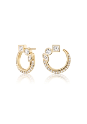 Sorellina Mini Bezel Crescent Earrings in 18K Yellow Gold/White Diamonds