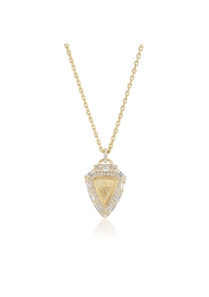 Sorellina L'imperatrice Shield Necklace in 18K Yellow Gold/White Diamonds