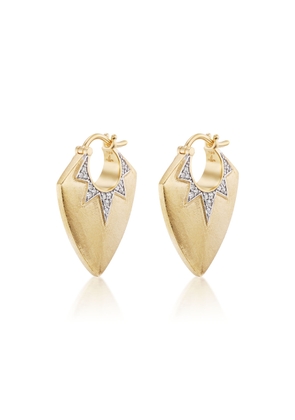 Sorellina Empress Gold Guitar Picks Earrings in 18K Yellow Gold/White Diamonds