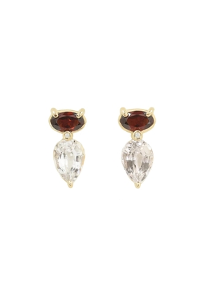 Bondeye Jewelry Strawberry Crystal Diamond Jollie Stud Earrings in Garnet/Diamond/White Topaz