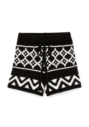 G. Label by goop Quinn Fair Isle Shorts in Black/Ivory, X-Small